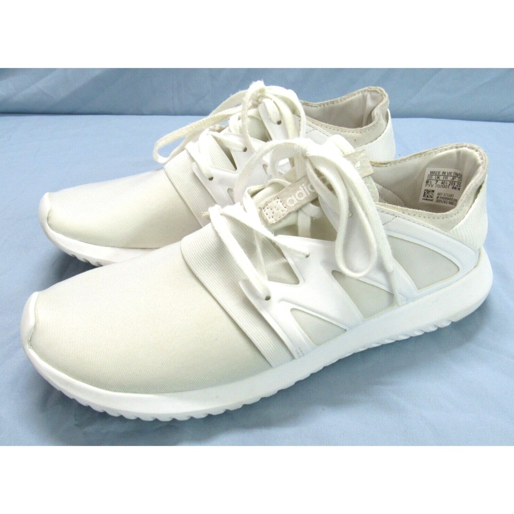 ADIDAS Tubular Viral TRIPLE WHITE Women's LACE-UP Fabric Upper SNEAKERS Sz 8.5